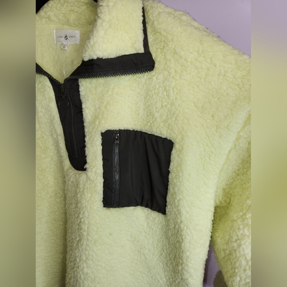 NWT LOU & GREY Cozy Up Sherpa Half Zip Jacket, Yellow Green, size L - Picture 4 of 14